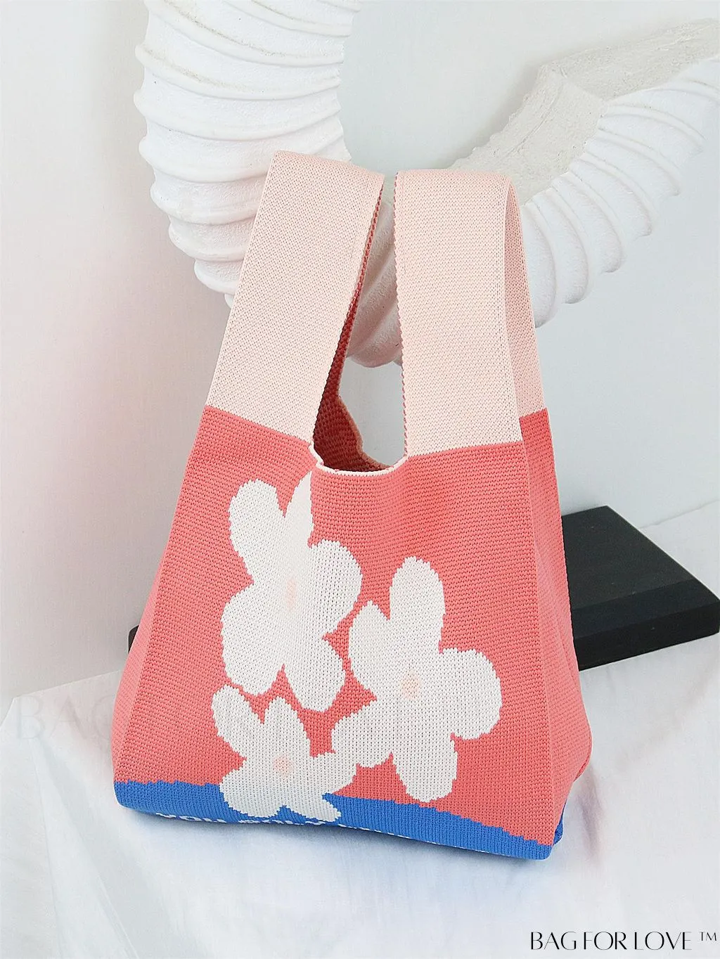 BagForLove - Chic Geometric Crochet Tote: Stylish Color Block Design, Perfect for Vacations