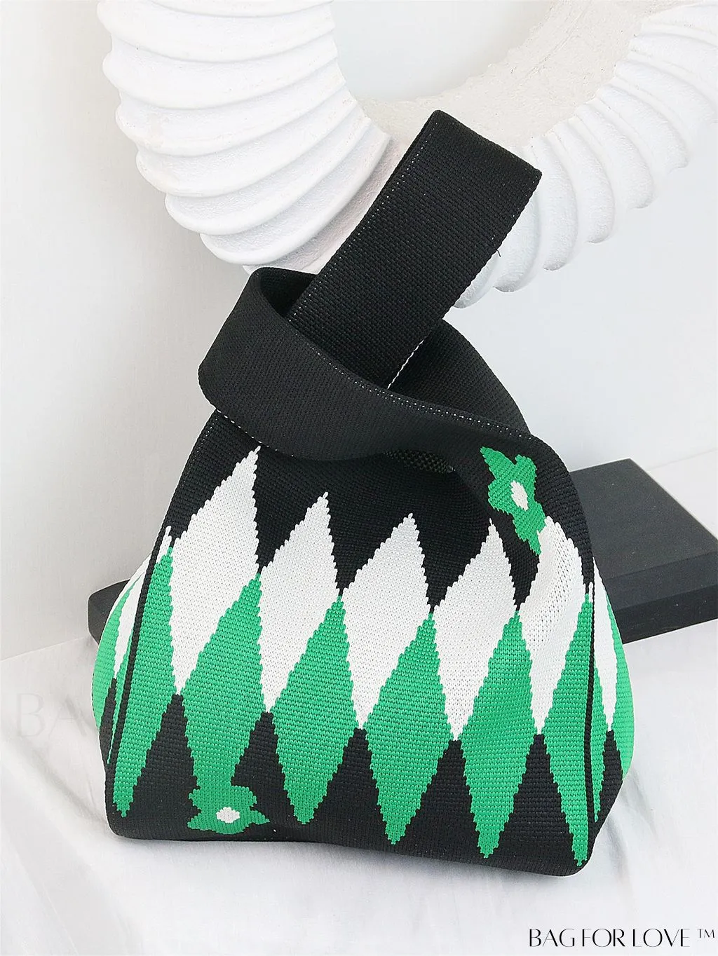 BagForLove - Chic Geometric Crochet Tote: Stylish Color Block Design, Perfect for Vacations