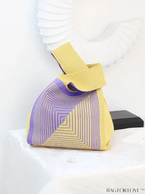 BagForLove - Chic Geometric Crochet Tote: Stylish Color Block Design, Perfect for Vacations