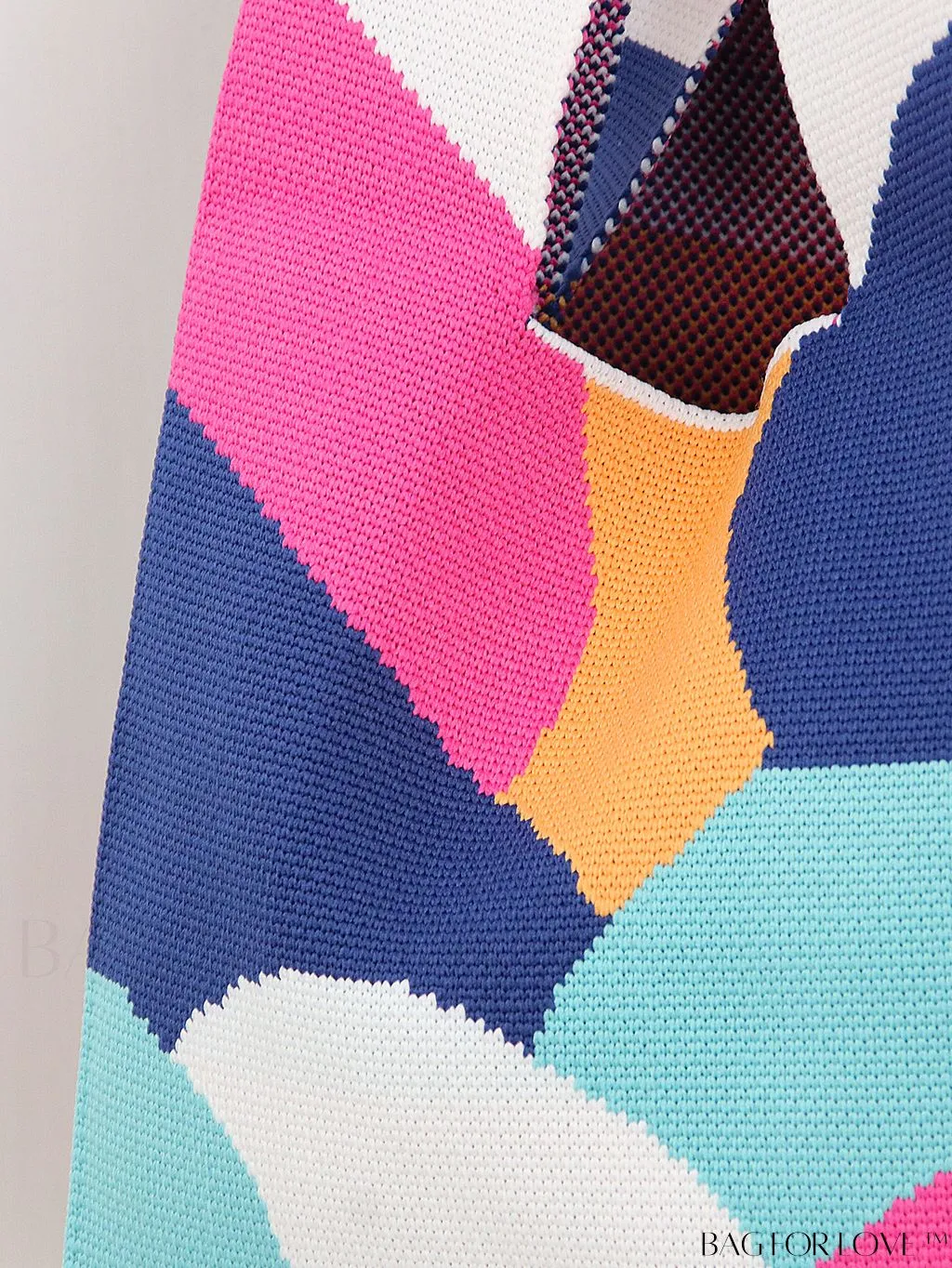BagForLove - Chic Geometric Crochet Tote: Stylish Color Block Design, Perfect for Vacations
