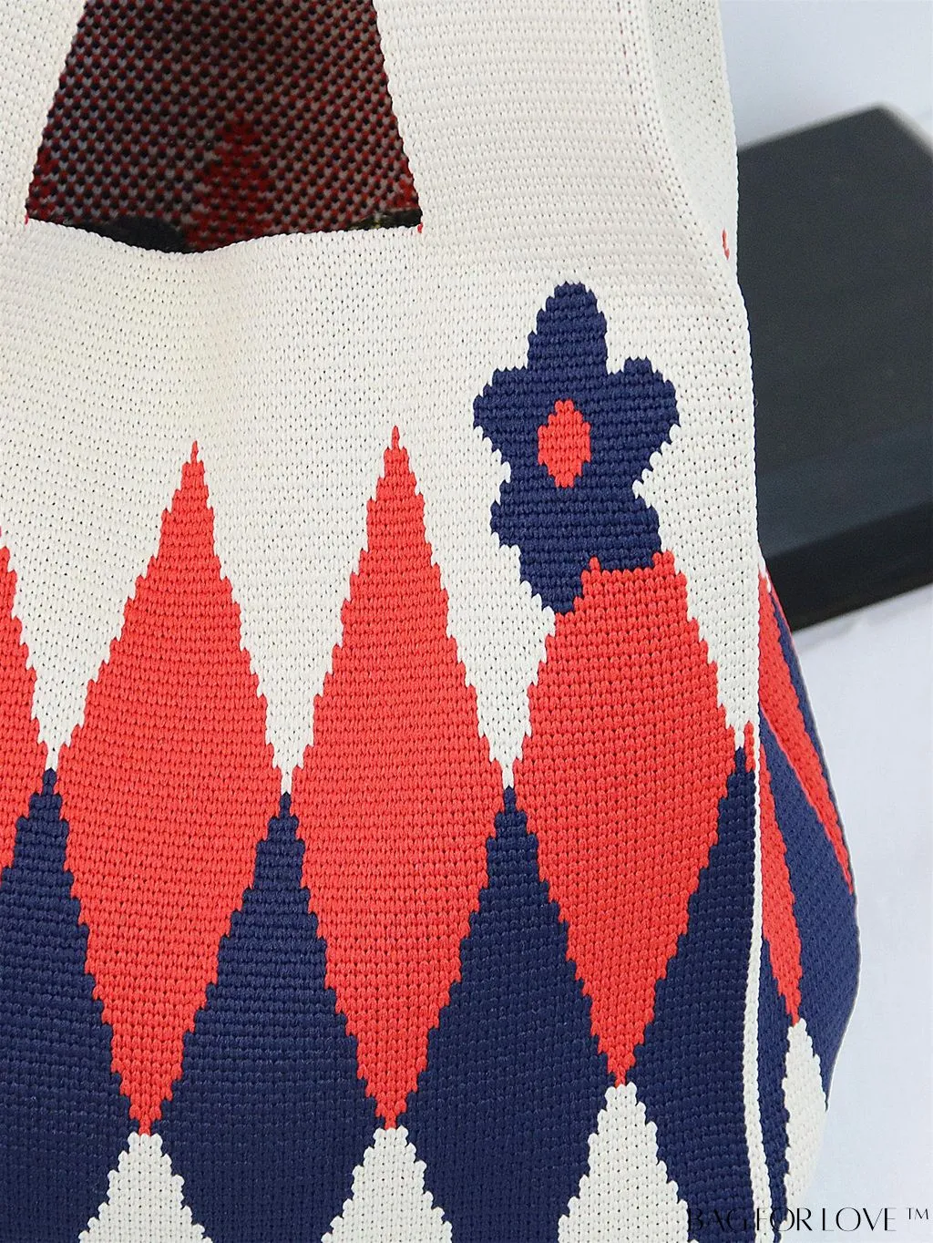 BagForLove - Chic Geometric Crochet Tote: Stylish Color Block Design, Perfect for Vacations