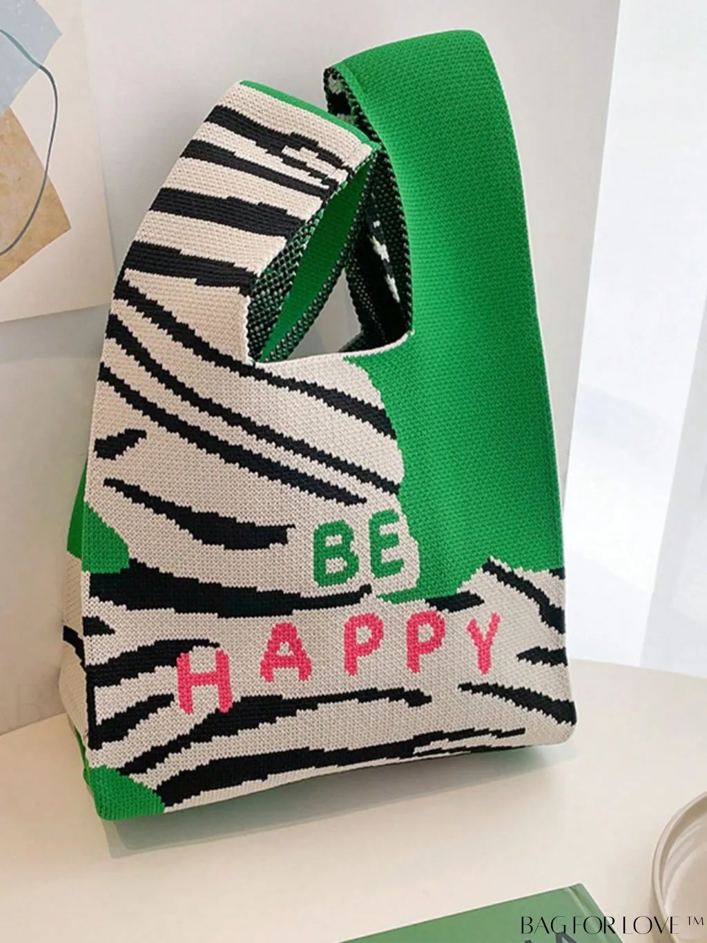BagForLove - Chic Geometric Crochet Tote: Stylish Color Block Design, Perfect for Vacations