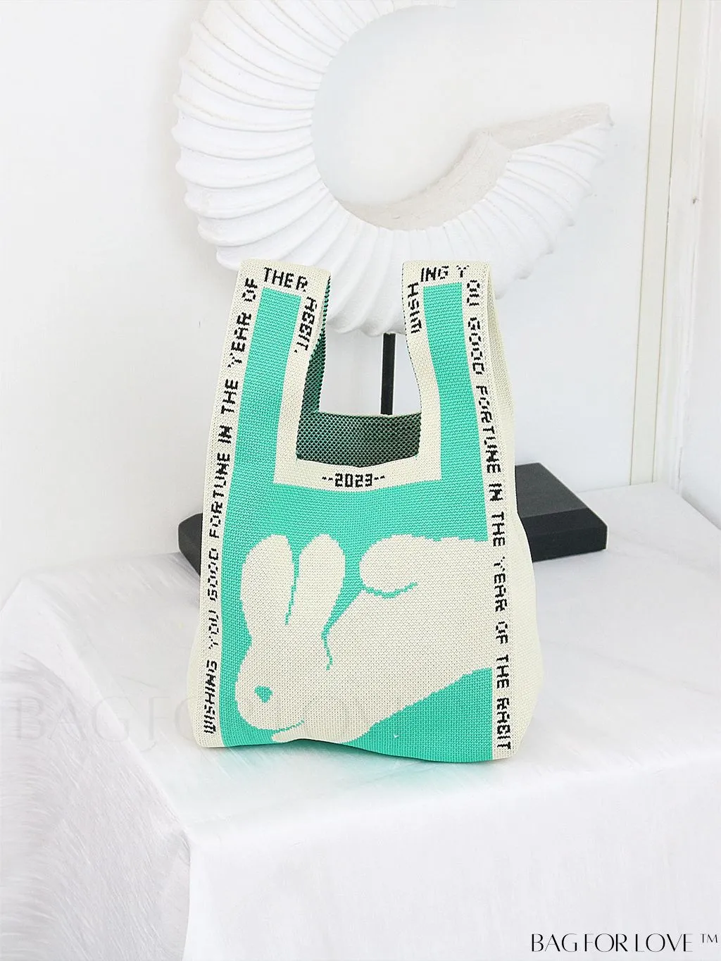 BagForLove - Chic Geometric Crochet Tote: Stylish Color Block Design, Perfect for Vacations