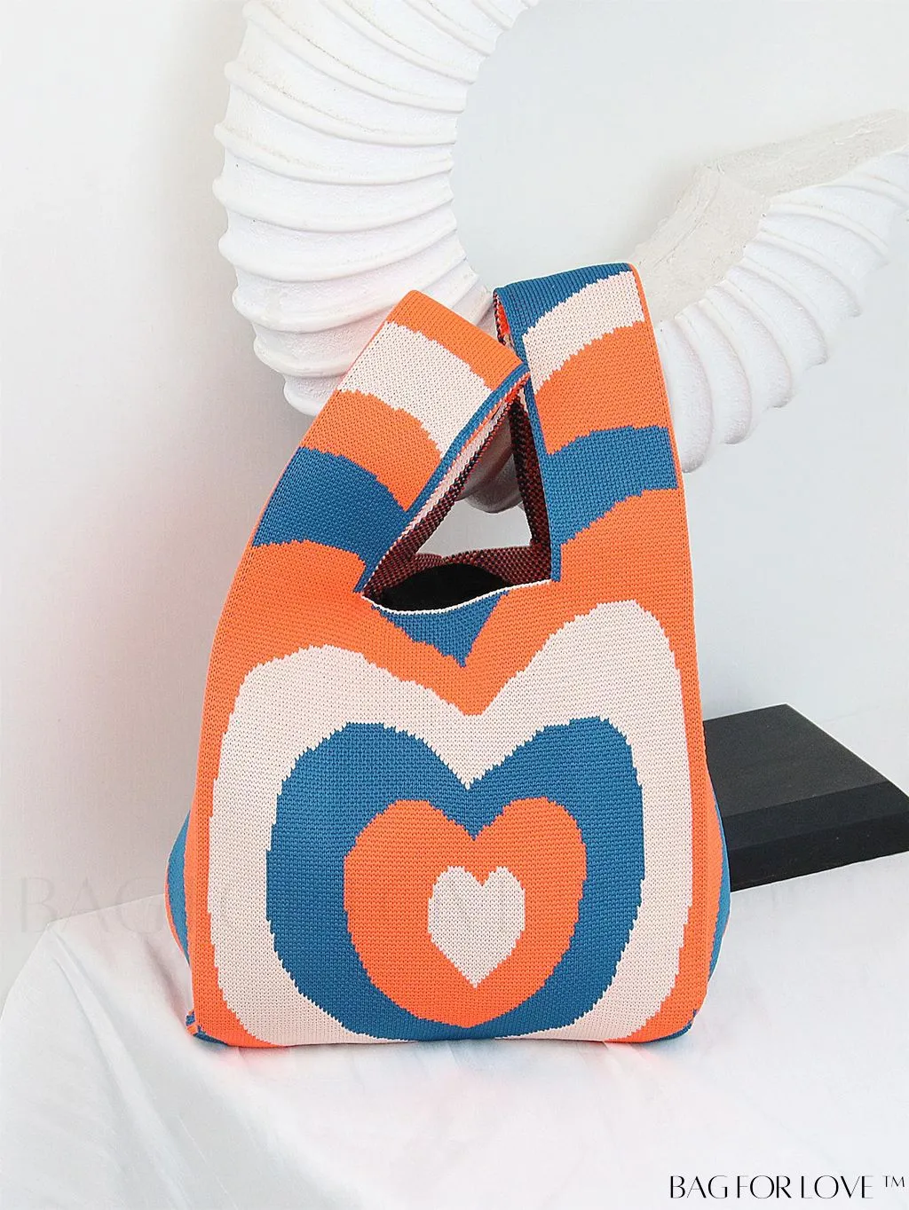 BagForLove - Chic Geometric Crochet Tote: Stylish Color Block Design, Perfect for Vacations