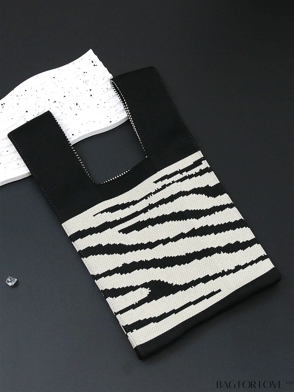 BagForLove - Chic Geometric Crochet Tote: Stylish Color Block Design, Perfect for Vacations
