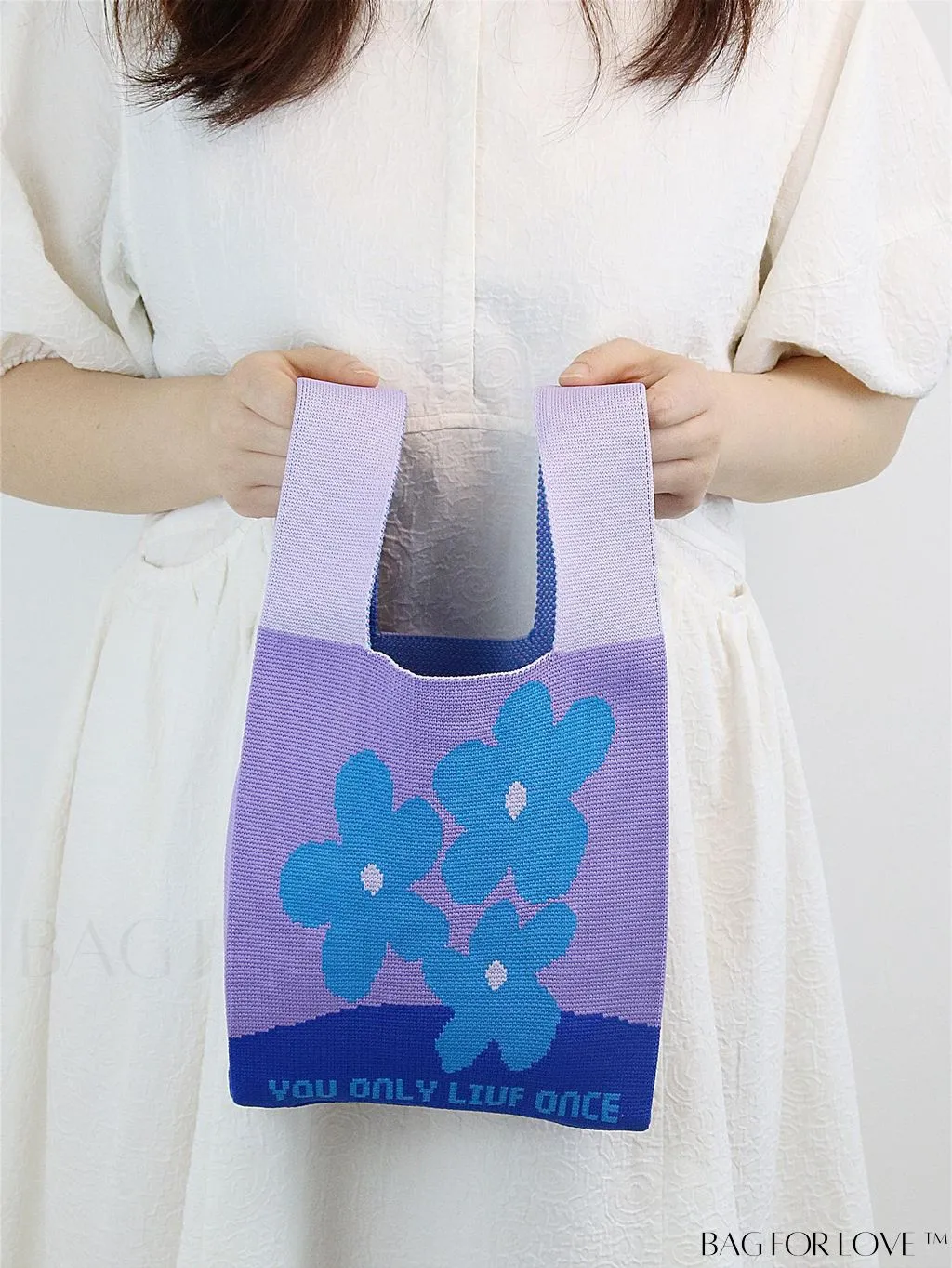 BagForLove - Chic Geometric Crochet Tote: Stylish Color Block Design, Perfect for Vacations