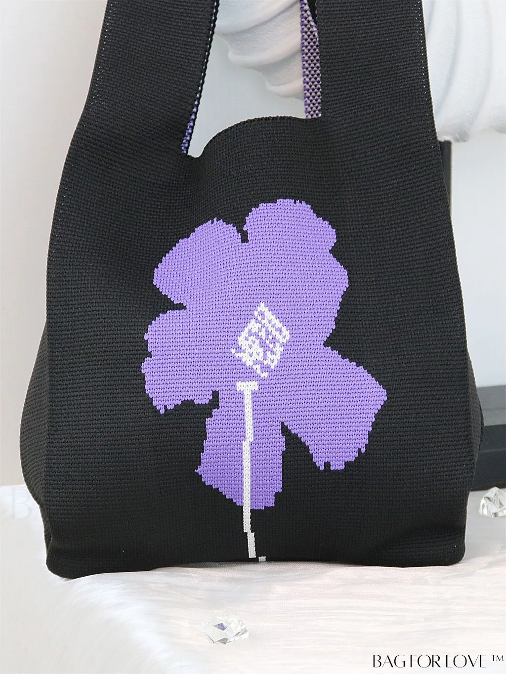 BagForLove - Chic Geometric Crochet Tote: Stylish Color Block Design, Perfect for Vacations