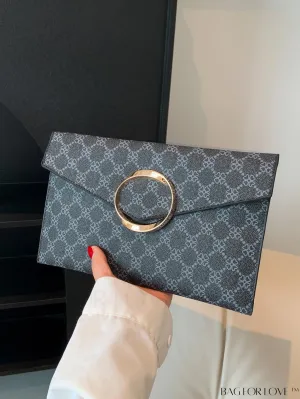 BagForLove - Chic Geometric Envelope Bag with Metal Accents - Stylish and Trendy Design