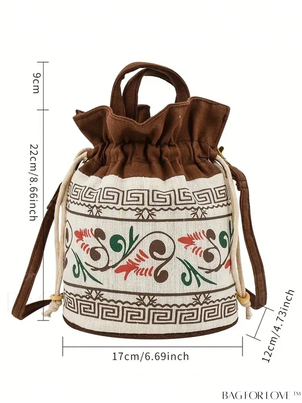 BagForLove - Chic Mini Womens Printed Drawstring Crossbody Bag: Vintage Bucket Style