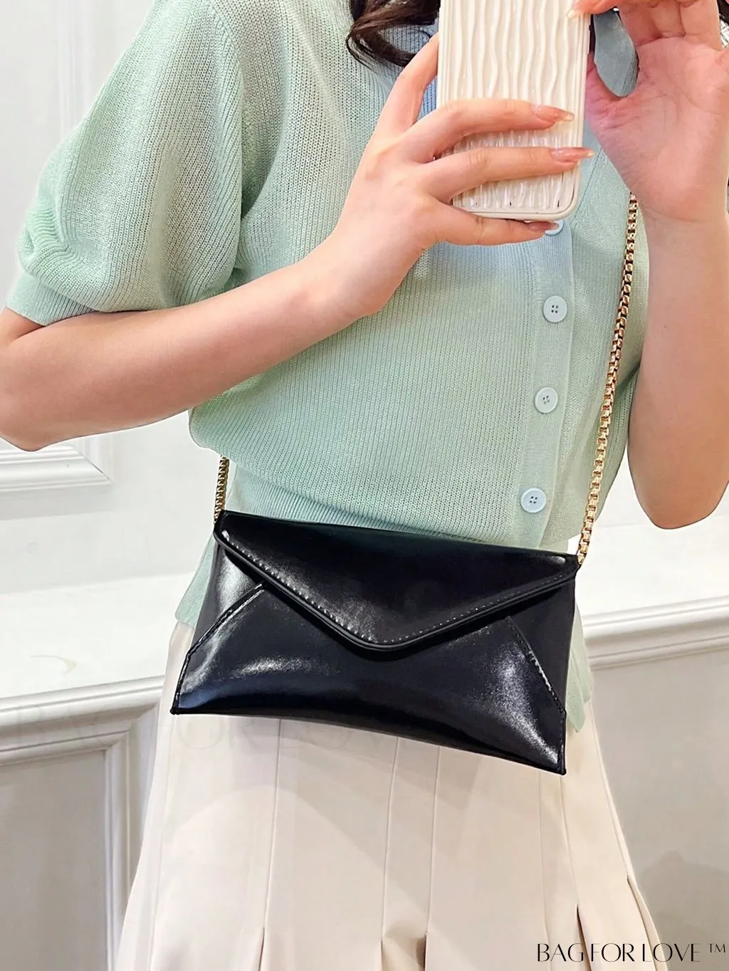 BagForLove - Chic PU Envelope Bag with Chain Flap