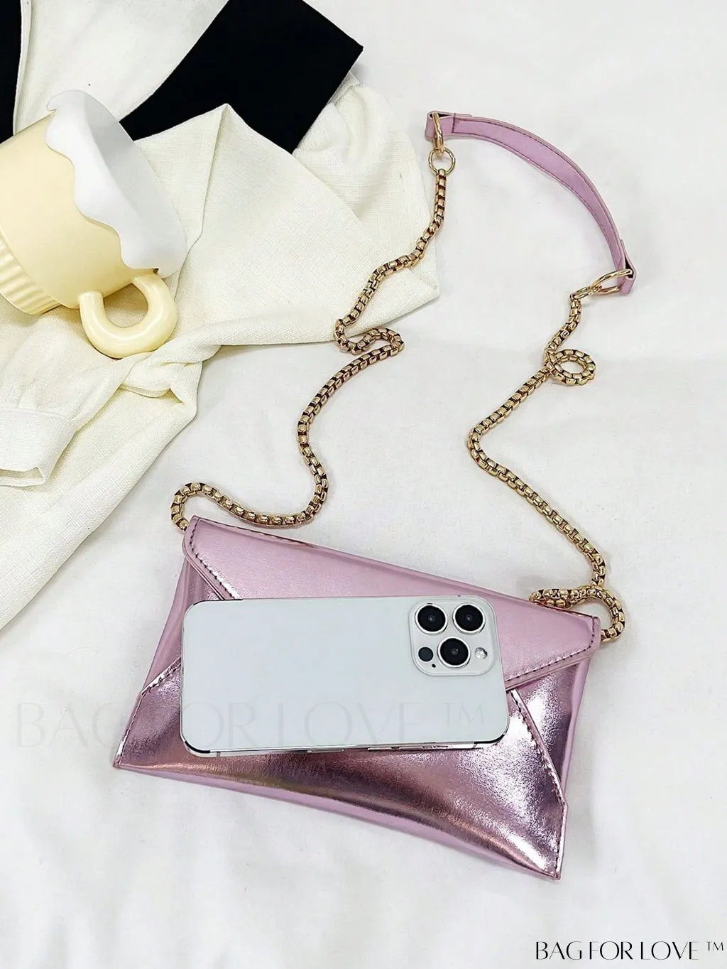 BagForLove - Chic PU Envelope Bag with Chain Flap