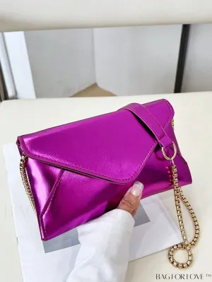BagForLove - Chic PU Envelope Bag with Chain Flap