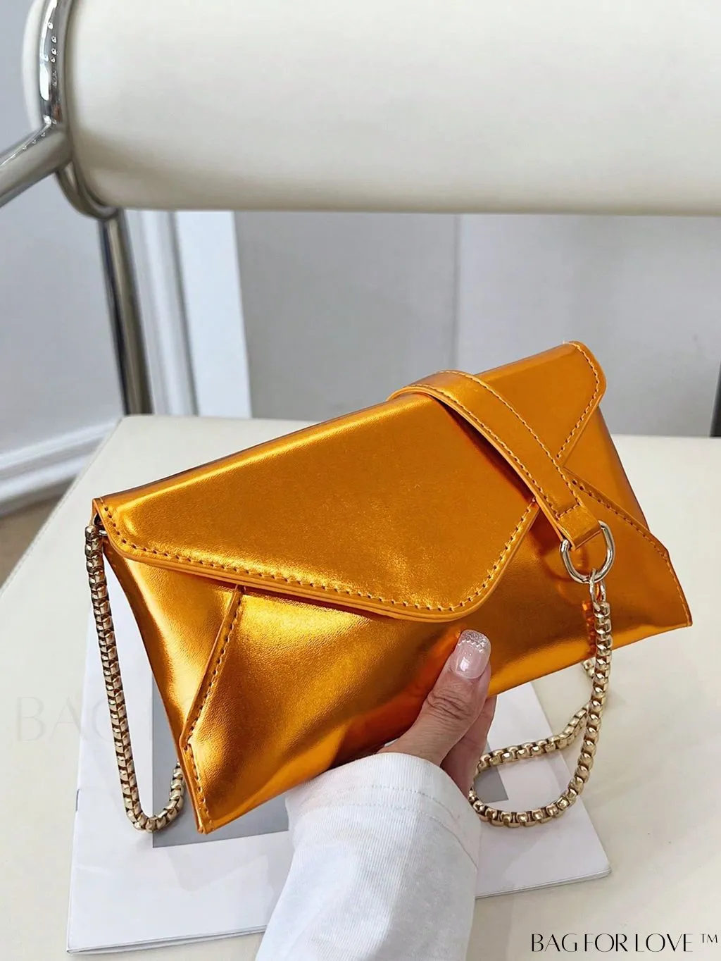 BagForLove - Chic PU Envelope Bag with Chain Flap