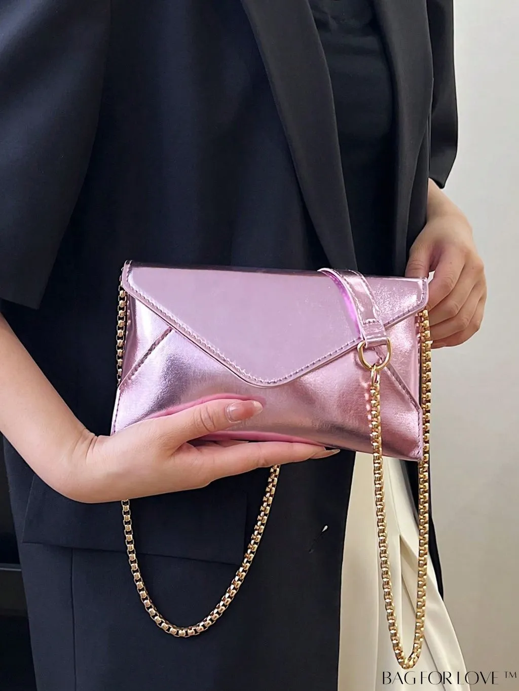 BagForLove - Chic PU Envelope Bag with Chain Flap