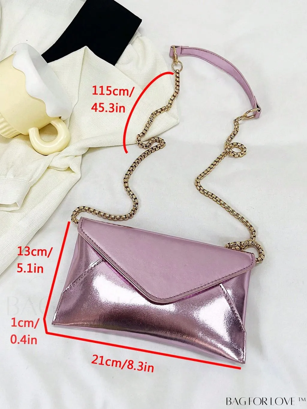BagForLove - Chic PU Envelope Bag with Chain Flap
