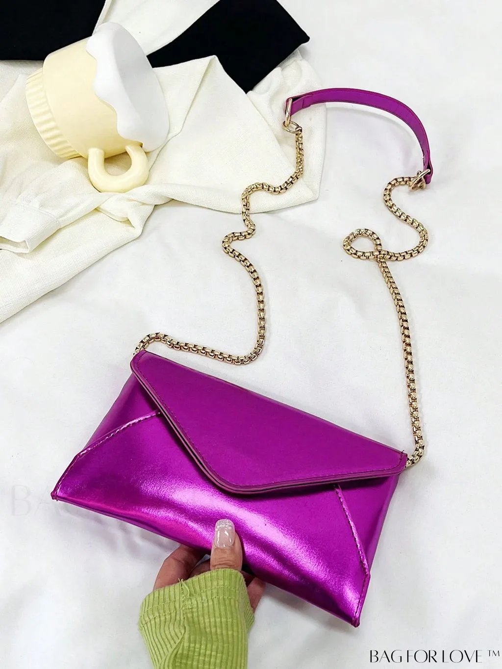 BagForLove - Chic PU Envelope Bag with Chain Flap