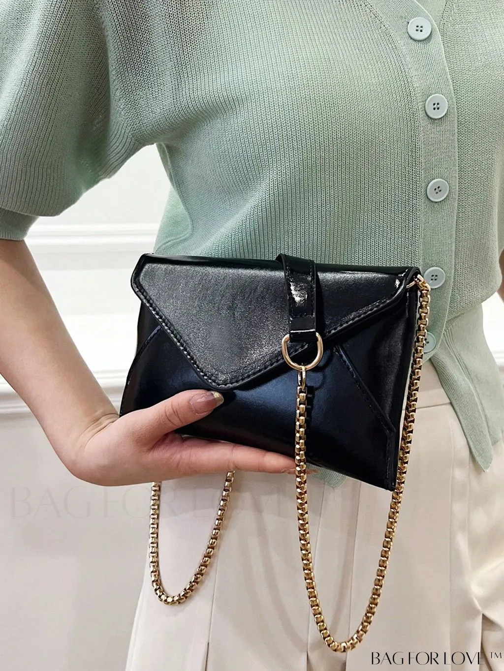 BagForLove - Chic PU Envelope Bag with Chain Flap