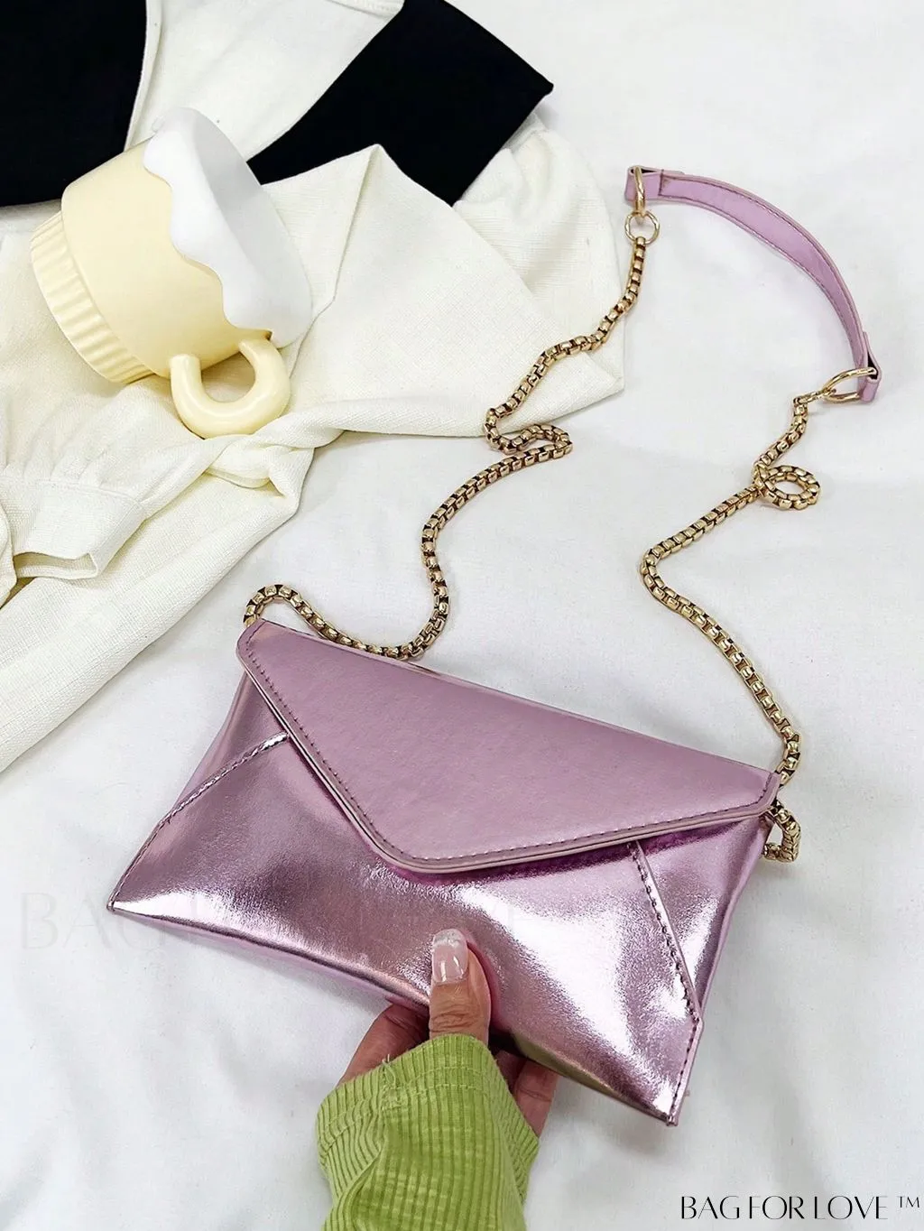 BagForLove - Chic PU Envelope Bag with Chain Flap