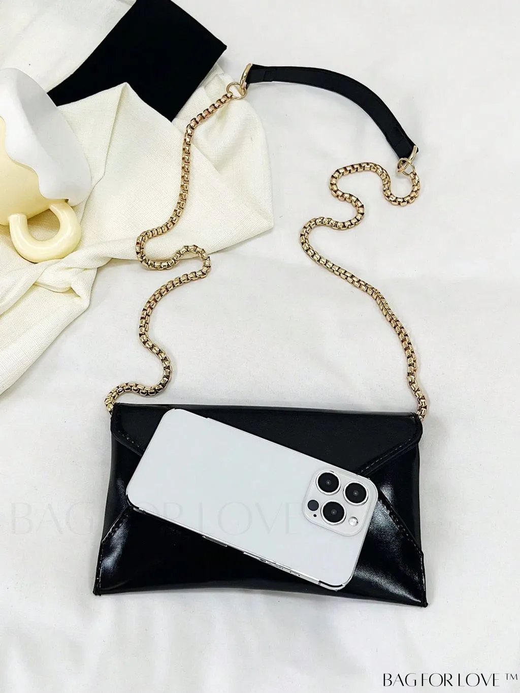 BagForLove - Chic PU Envelope Bag with Chain Flap