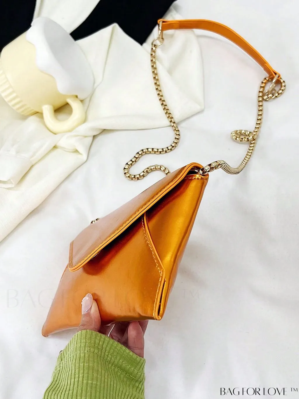 BagForLove - Chic PU Envelope Bag with Chain Flap
