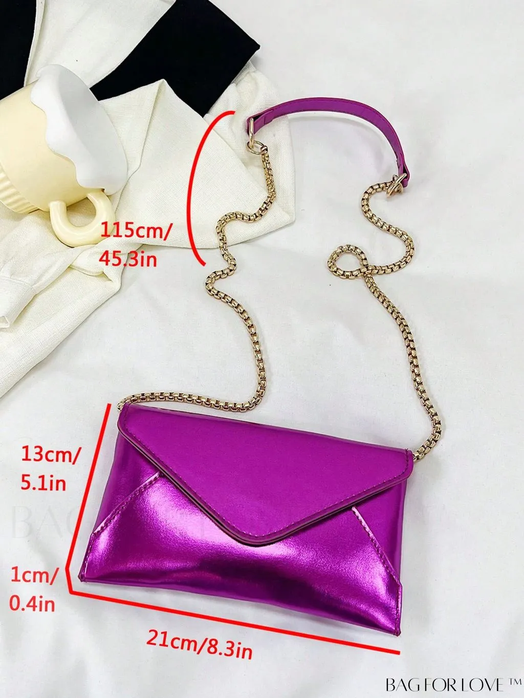 BagForLove - Chic PU Envelope Bag with Chain Flap