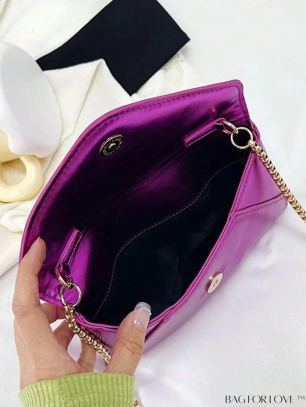 BagForLove - Chic PU Envelope Bag with Chain Flap