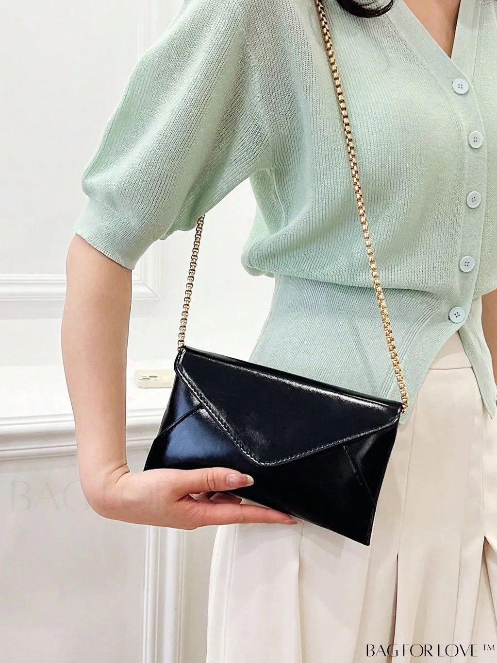 BagForLove - Chic PU Envelope Bag with Chain Flap