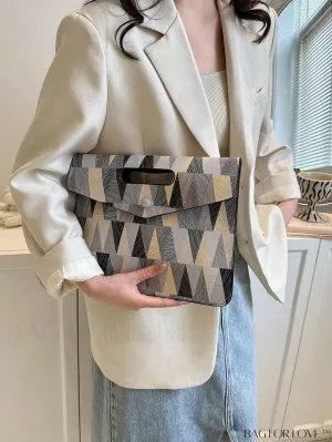 BagForLove - Chic PU Envelope Bag with Geometric Pattern - Stylish and Sophisticated