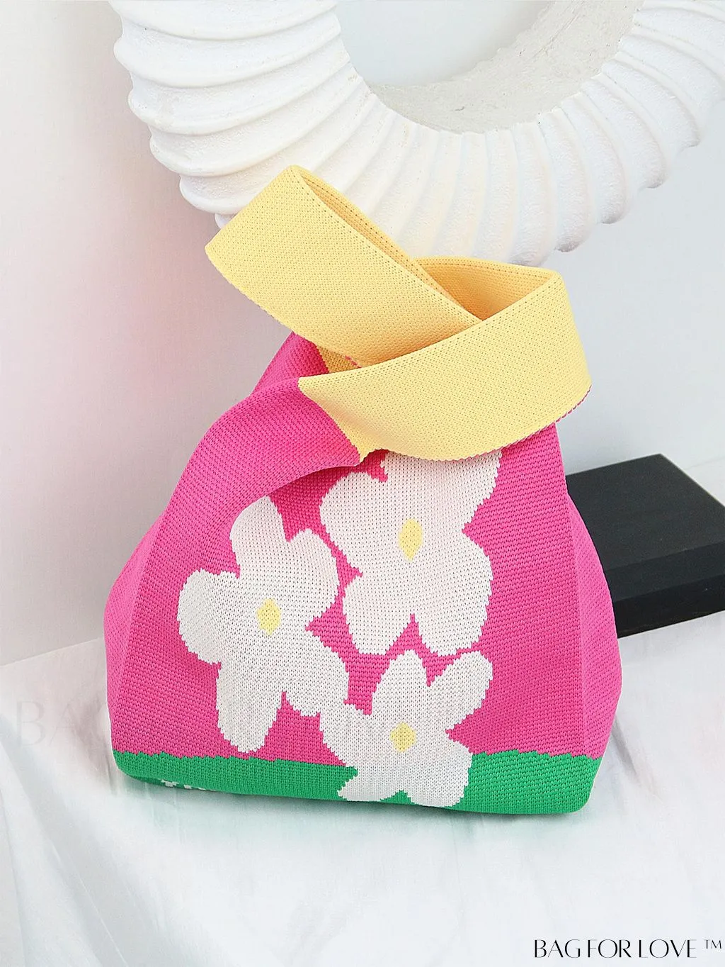 BagForLove - Compact Double Handle Crochet Bag with Delicate Floral Pattern