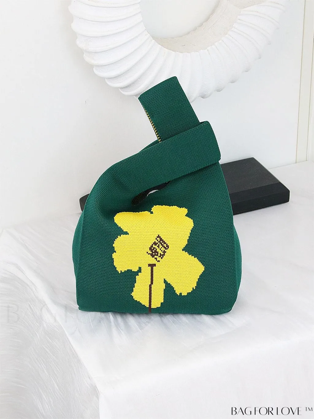 BagForLove - Compact Double Handle Crochet Bag with Delicate Floral Pattern