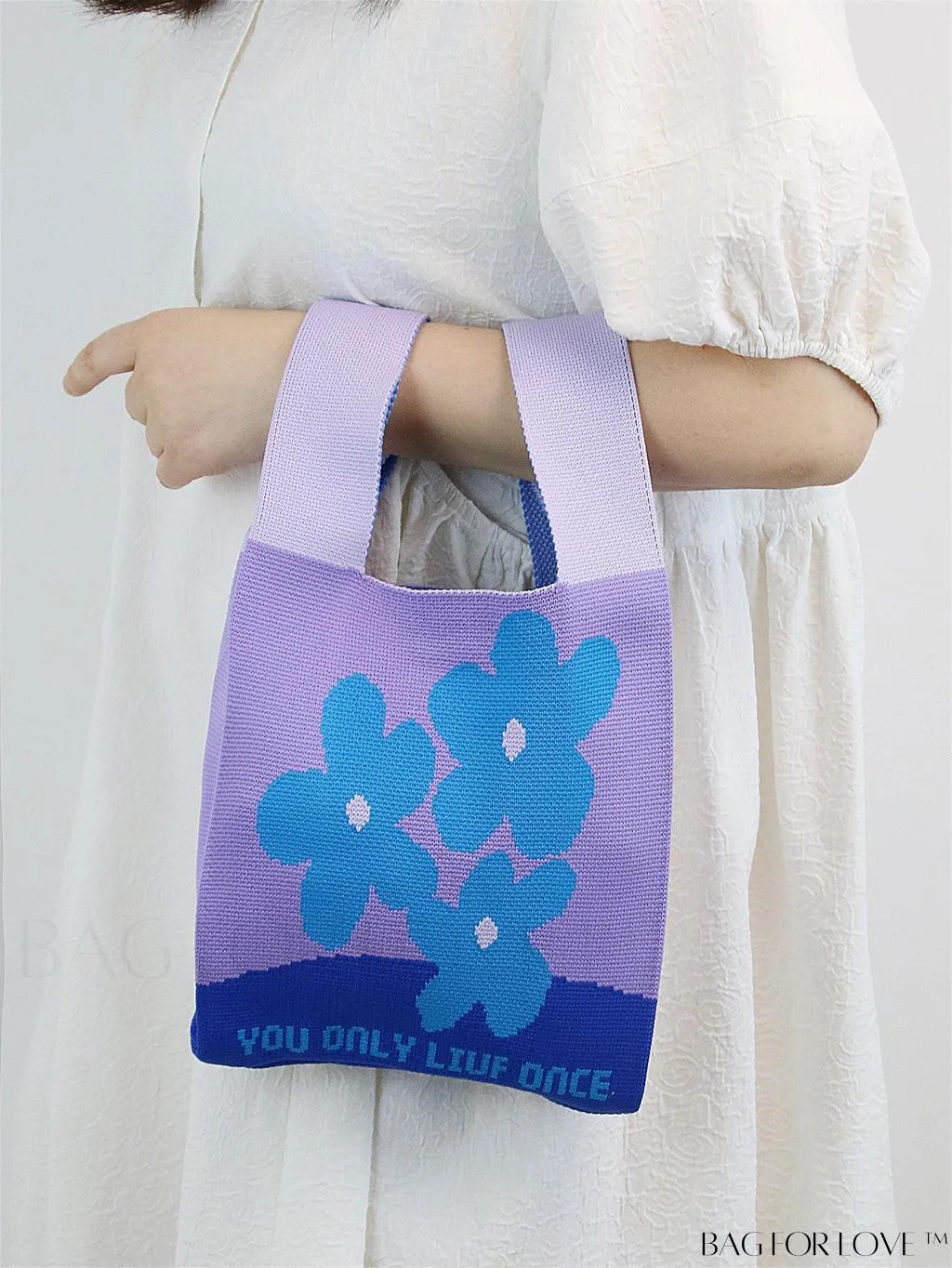 BagForLove - Compact Double Handle Crochet Bag with Delicate Floral Pattern