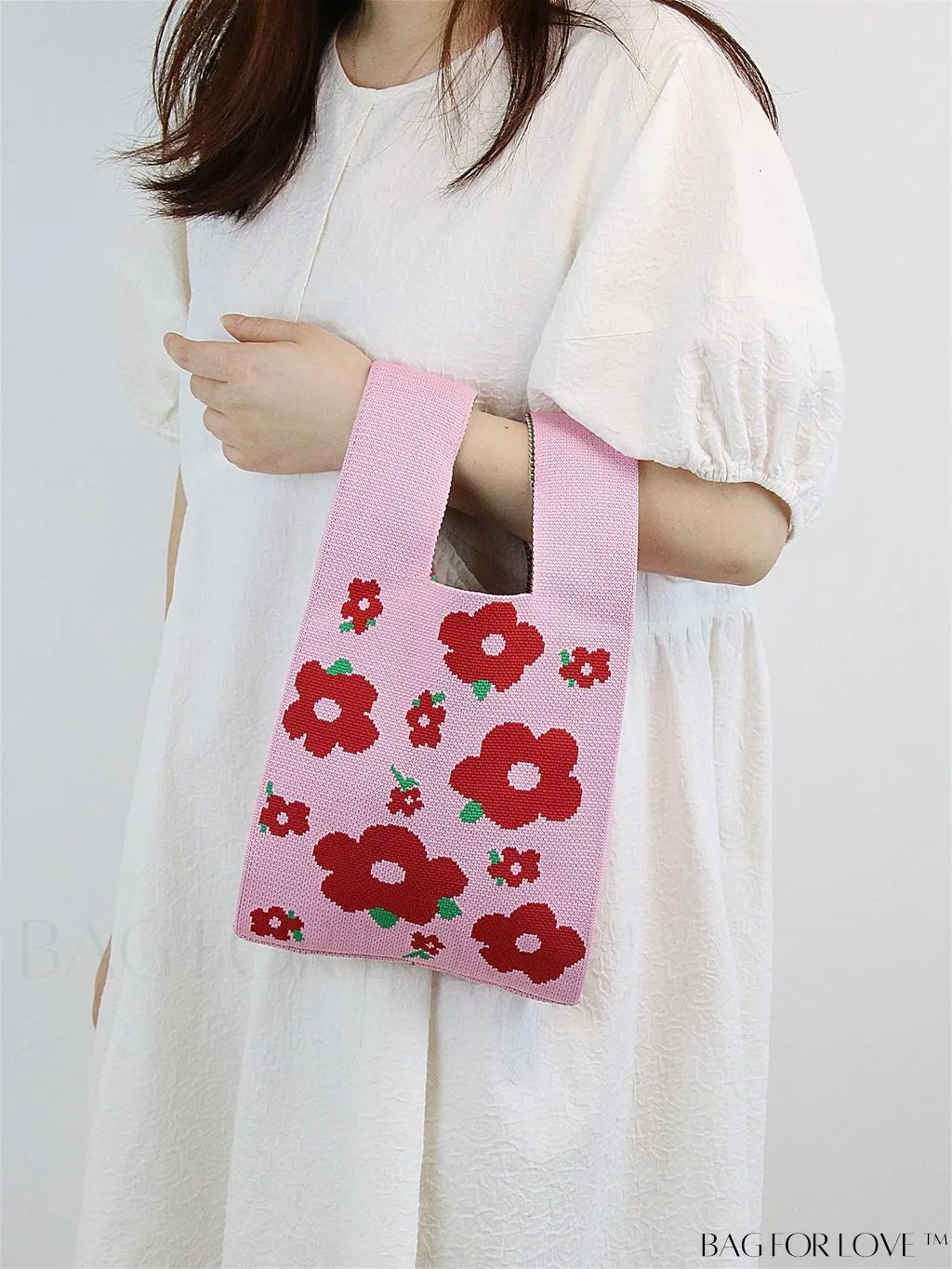 BagForLove - Compact Double Handle Crochet Bag with Delicate Floral Pattern