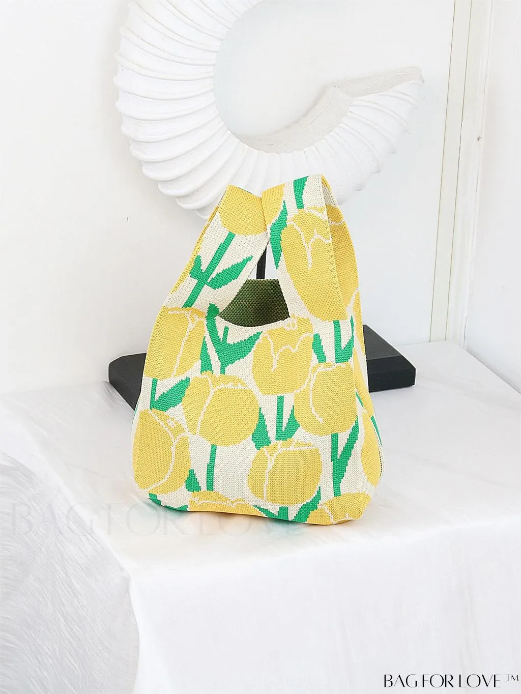 BagForLove - Compact Double Handle Crochet Bag with Delicate Floral Pattern