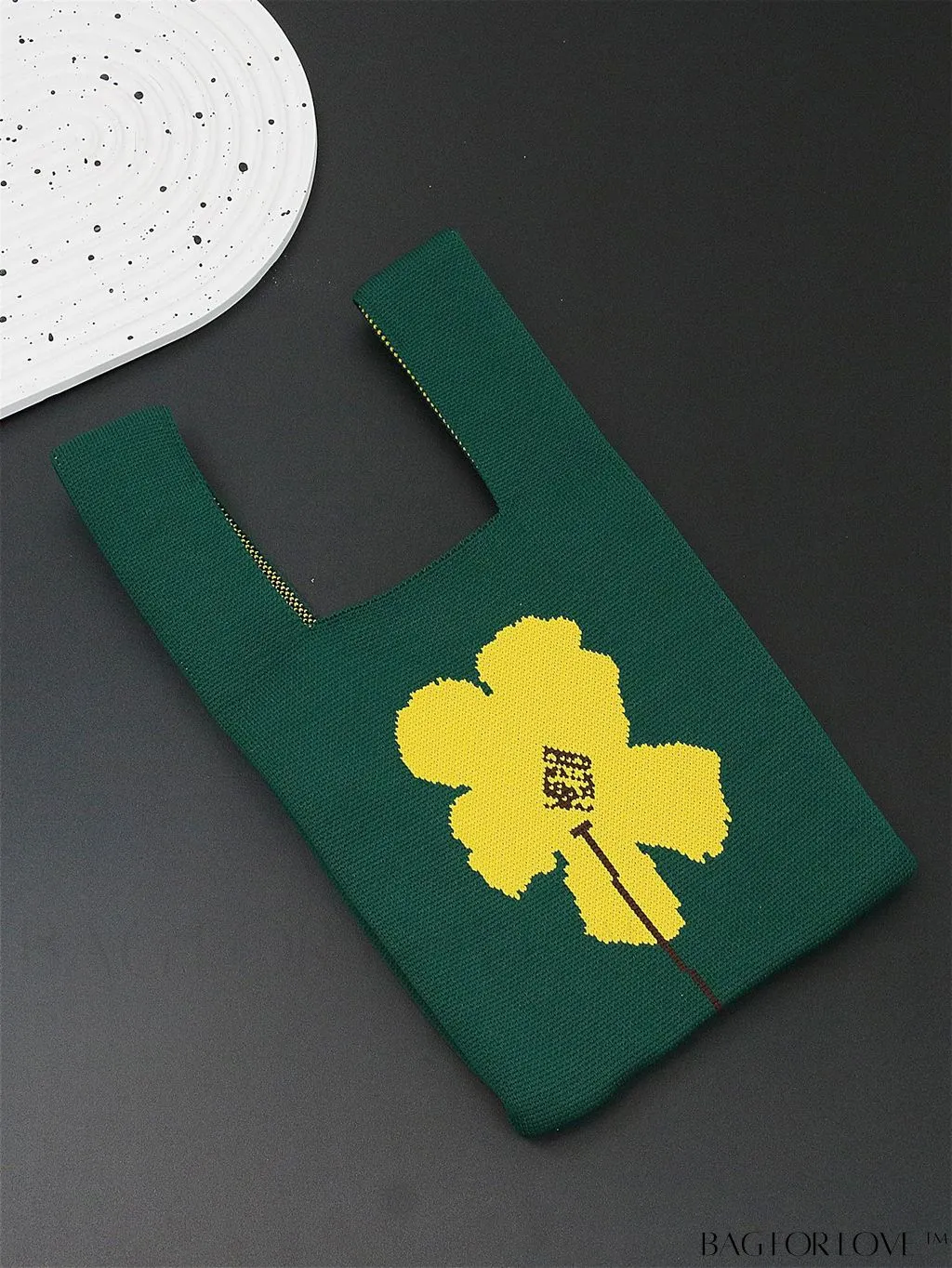 BagForLove - Compact Double Handle Crochet Bag with Delicate Floral Pattern