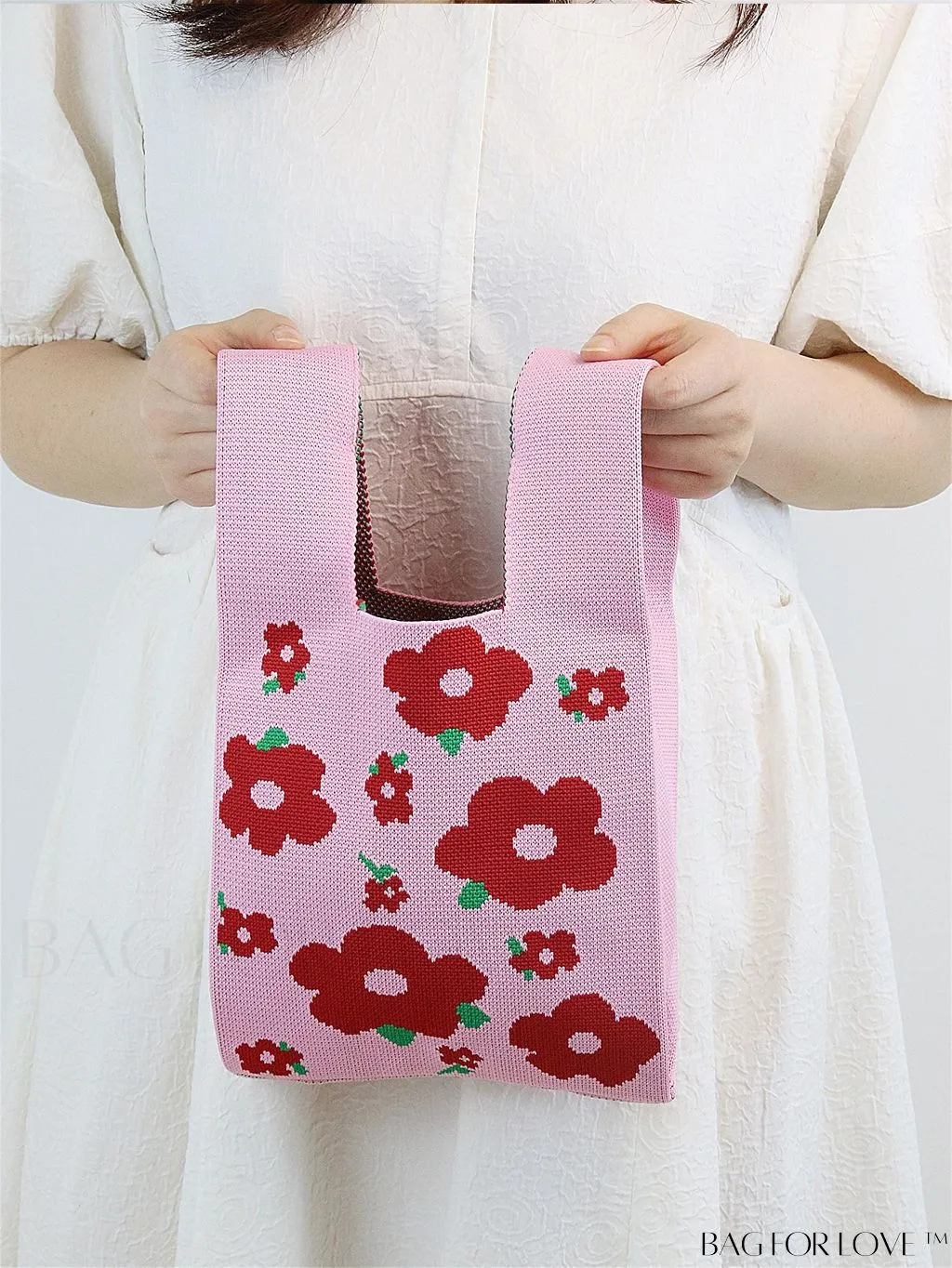 BagForLove - Compact Double Handle Crochet Bag with Delicate Floral Pattern