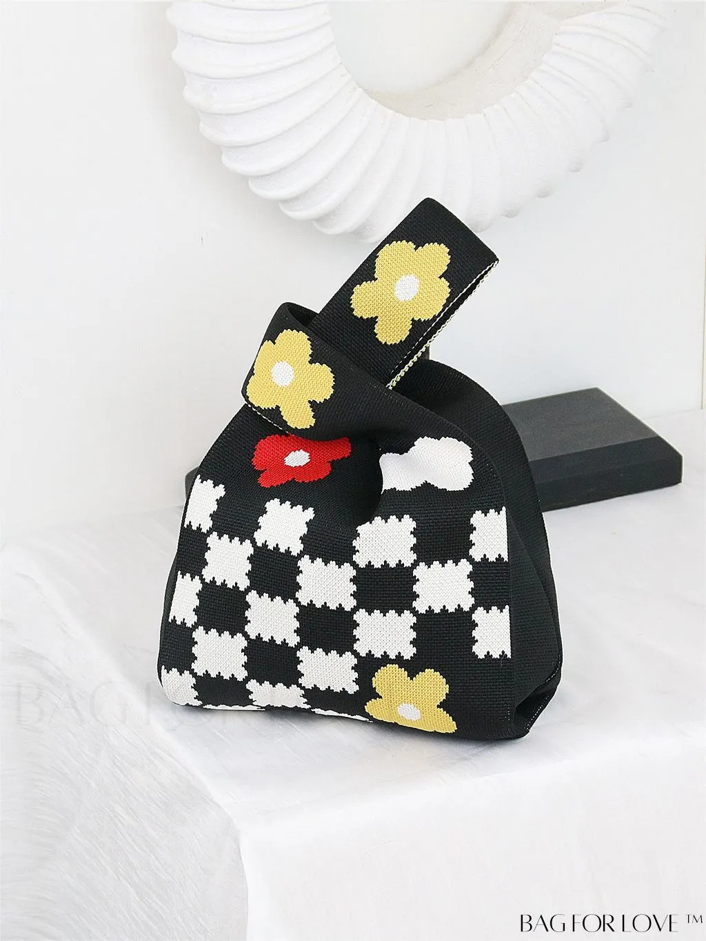 BagForLove - Compact Double Handle Crochet Bag with Delicate Floral Pattern
