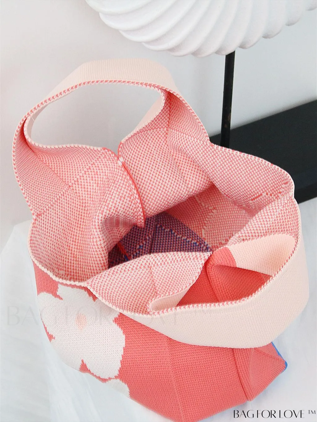BagForLove - Compact Double Handle Crochet Bag with Delicate Floral Pattern