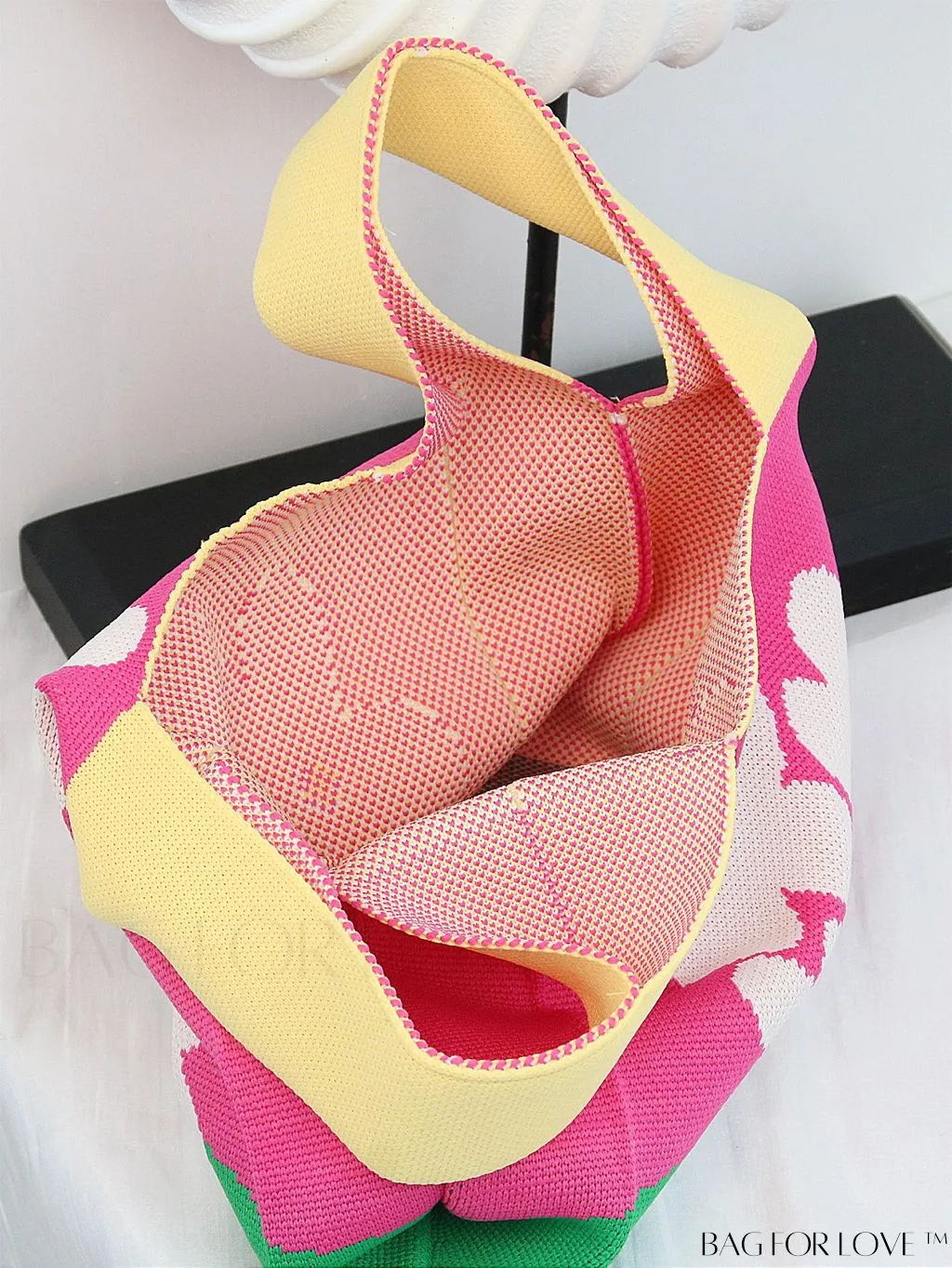 BagForLove - Compact Double Handle Crochet Bag with Delicate Floral Pattern