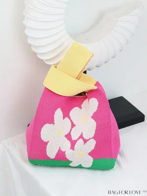 BagForLove - Compact Double Handle Crochet Bag with Delicate Floral Pattern