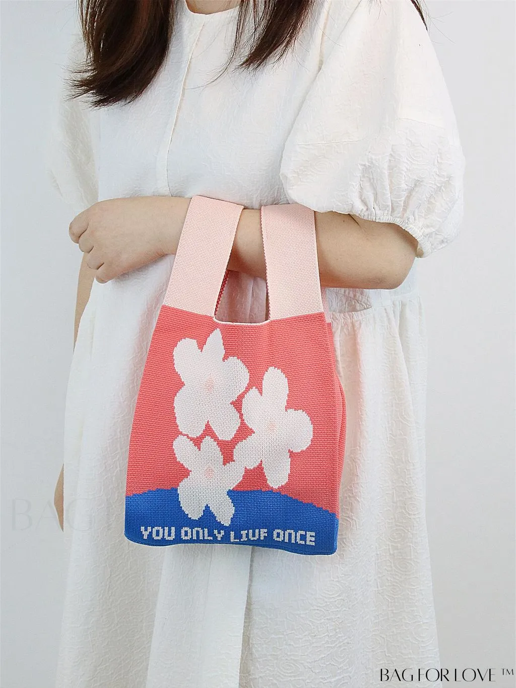 BagForLove - Compact Double Handle Crochet Bag with Delicate Floral Pattern