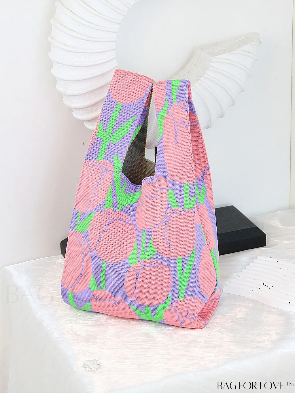 BagForLove - Compact Double Handle Crochet Bag with Delicate Floral Pattern