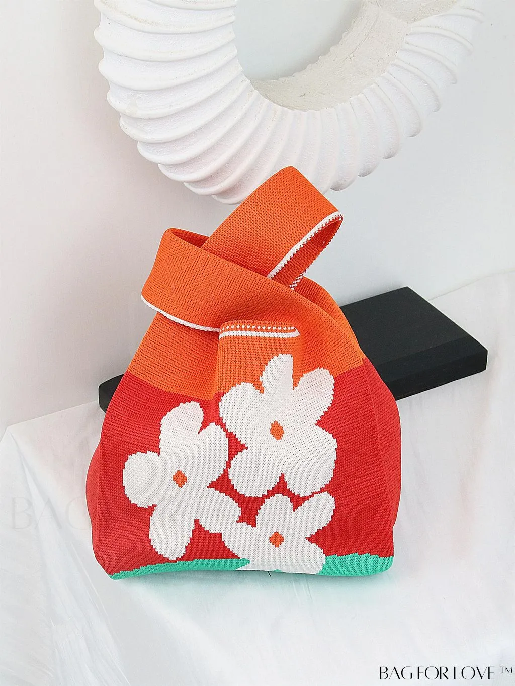 BagForLove - Compact Double Handle Crochet Bag with Delicate Floral Pattern