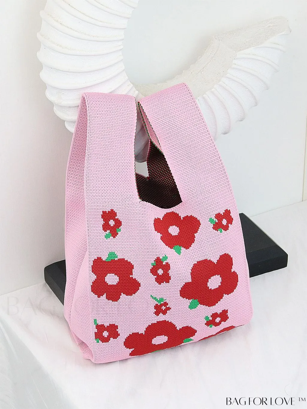 BagForLove - Compact Double Handle Crochet Bag with Delicate Floral Pattern