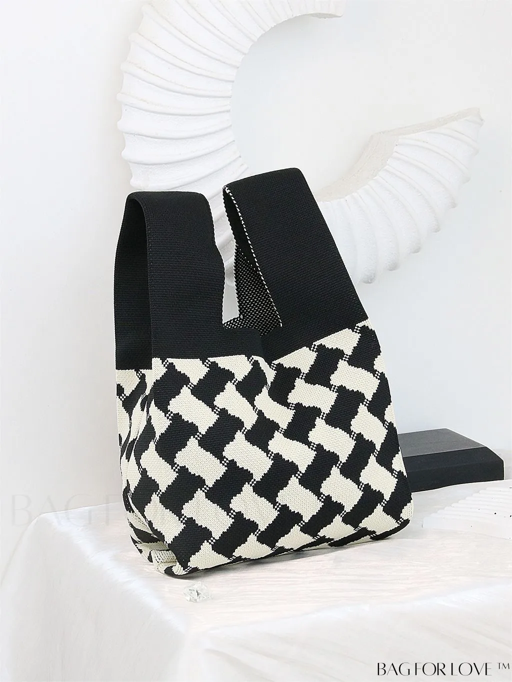 BagForLove - Compact Double Handle Crochet Bag with Delicate Floral Pattern
