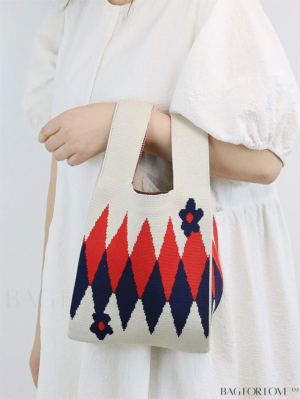 BagForLove - Compact Double Handle Crochet Bag with Delicate Floral Pattern