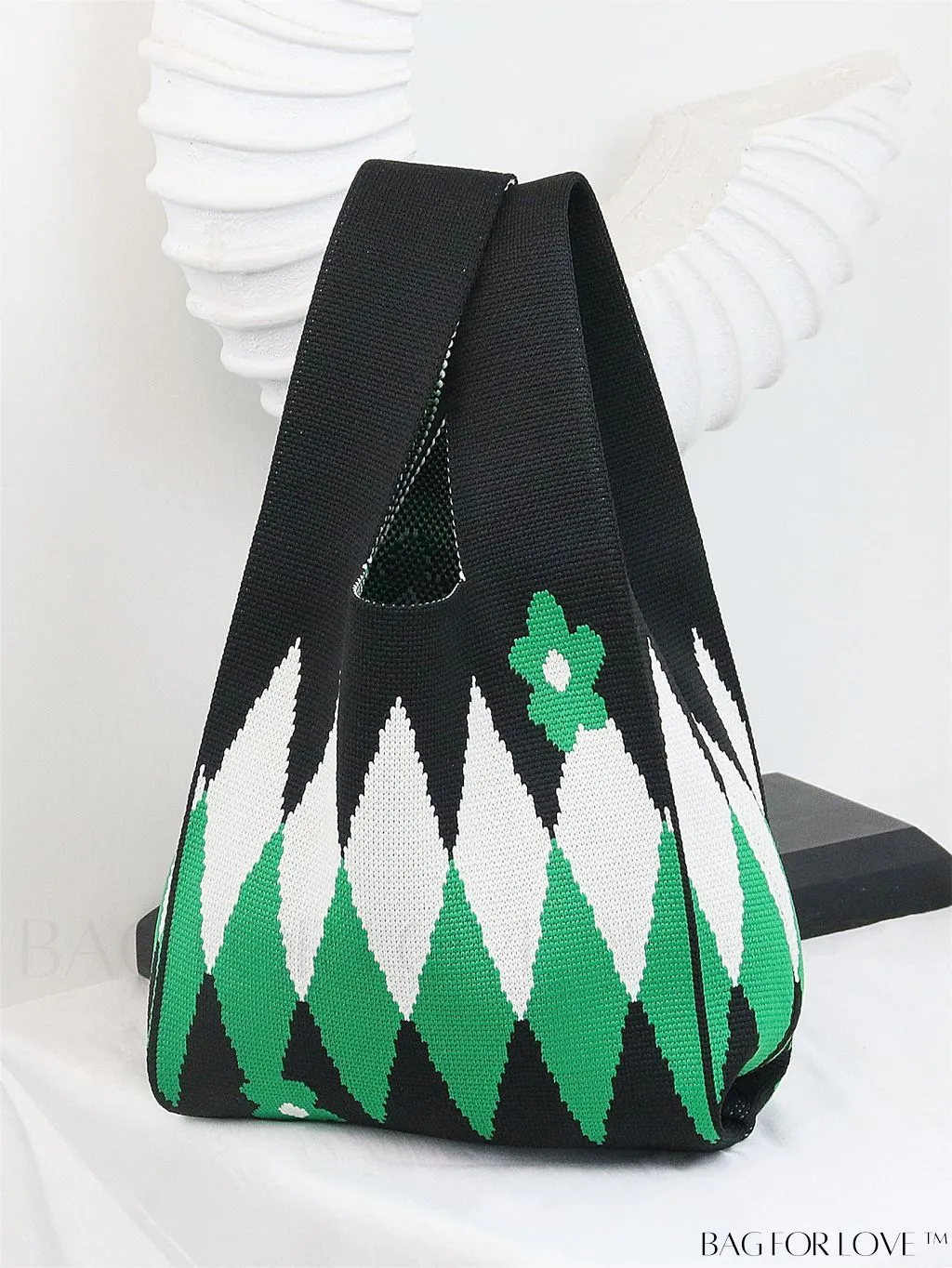 BagForLove - Compact Double Handle Crochet Bag with Delicate Floral Pattern