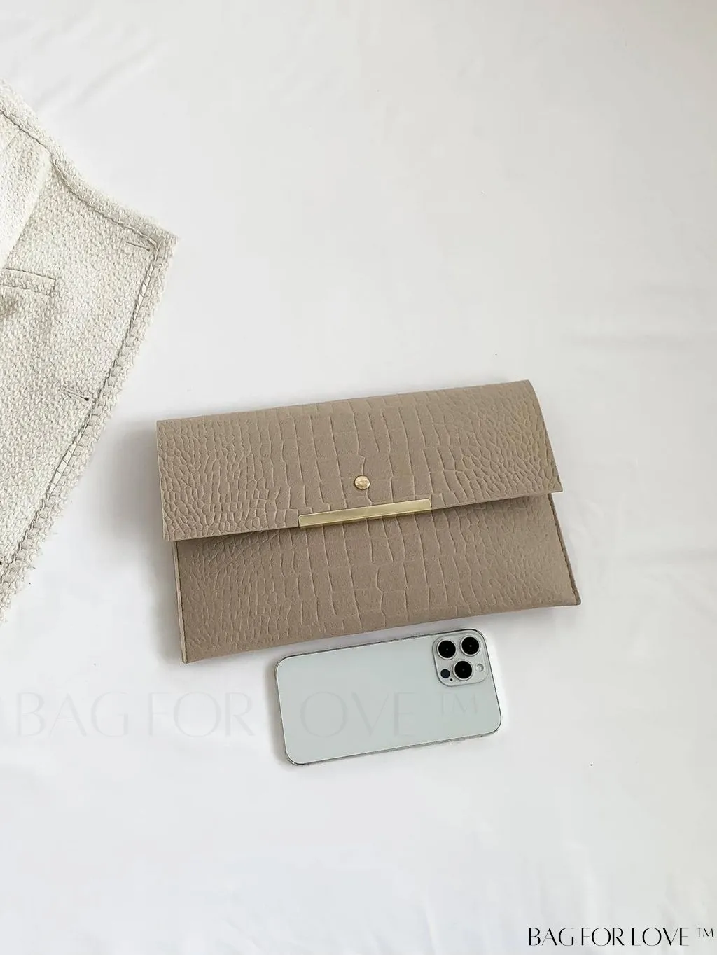 BagForLove - Croc-Embossed Envelope Flap Bag