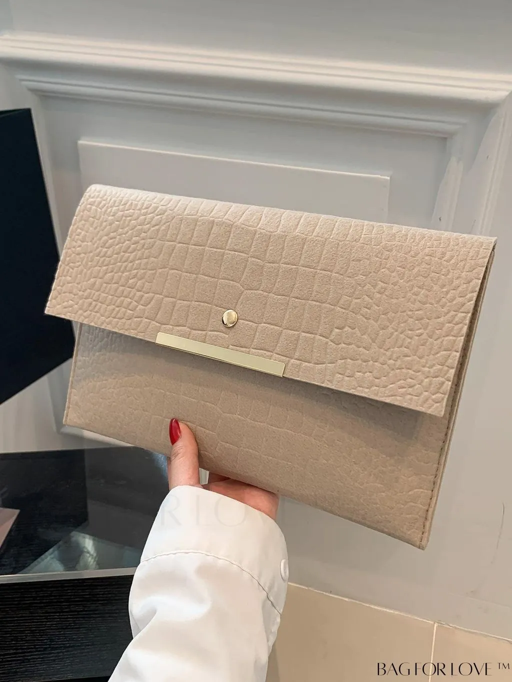 BagForLove - Croc-Embossed Envelope Flap Bag