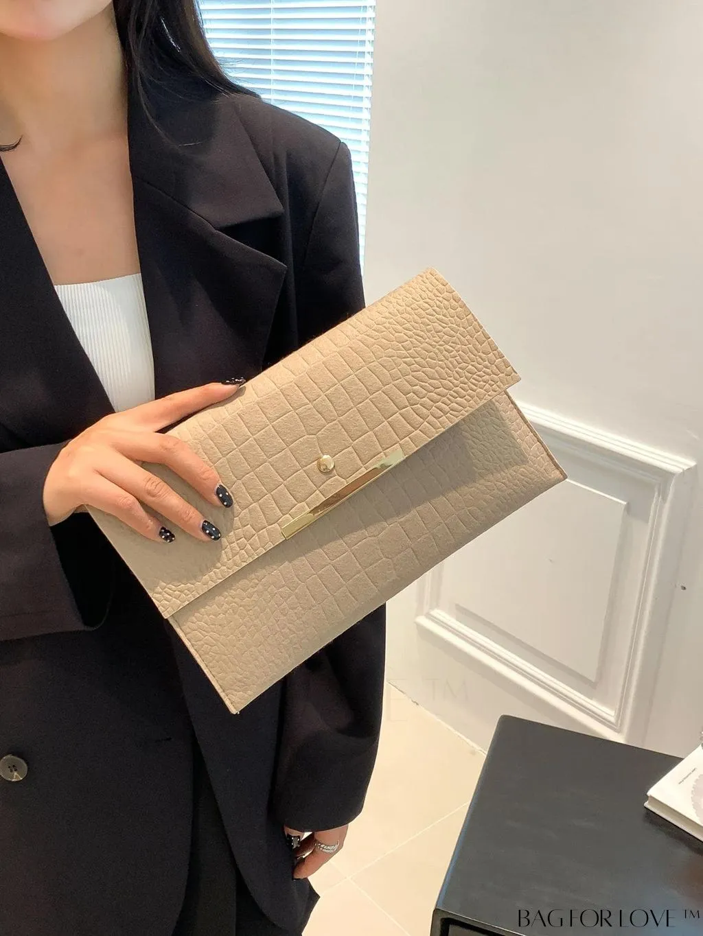 BagForLove - Croc-Embossed Envelope Flap Bag