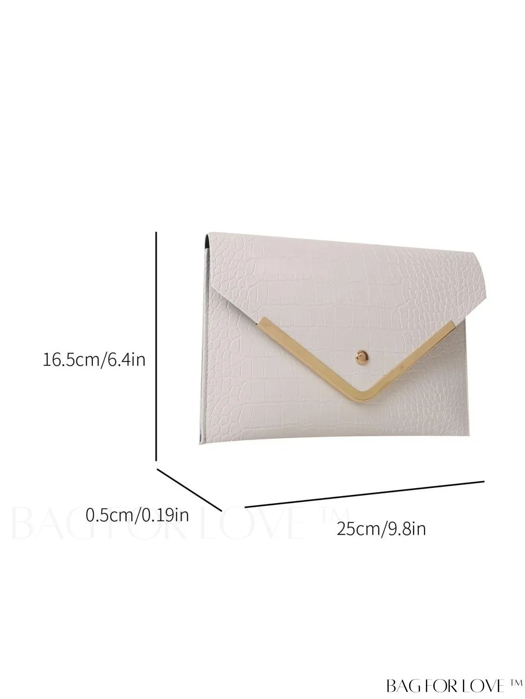 BagForLove - Elegant Crocodile Embossed Envelope Bag with Metal Decor